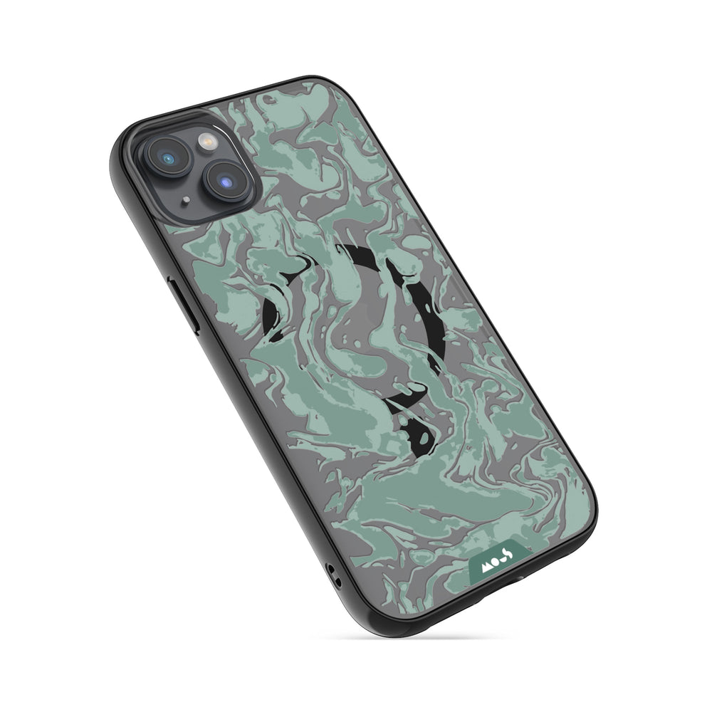 iPhone Magsafe Compatible Marbled Sage Green Clear Case Protective | iPhone 14 Plus,iPhone 14,iPhone 15,iPhone 15 Plus
