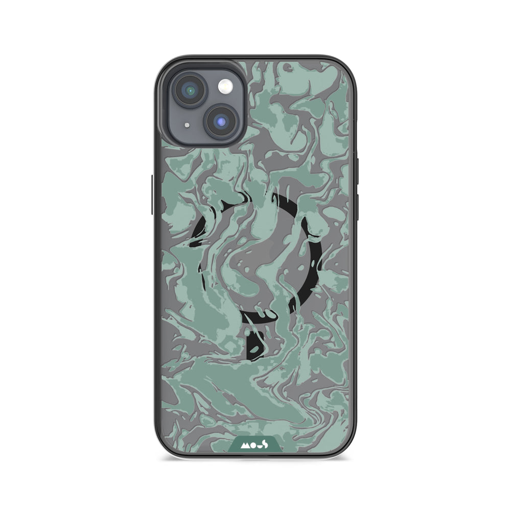 iPhone Magsafe Compatible Marbled Sage Green Clear Case Protective | iPhone 14 Plus,iPhone 14,iPhone 15,iPhone 15 Plus