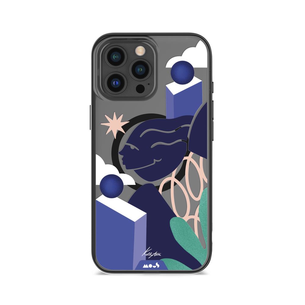 iPhone Magsafe Compatible Kelly Anna Blue Lady Face Sky High Art Clear Case Protective | iPhone 15 Pro,iPhone 15 Pro Max