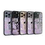 Clear Protective Phone Case Transparent Qi Wireless Charging Marbled Lilac Purple Design | iPhone 13 Pro Max,iPhone 13 Pro