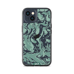 Clear Protective Phone Case Transparent Qi Wireless Charging Marbled Sage Green Design | iPhone 13,iPhone 13 mini
