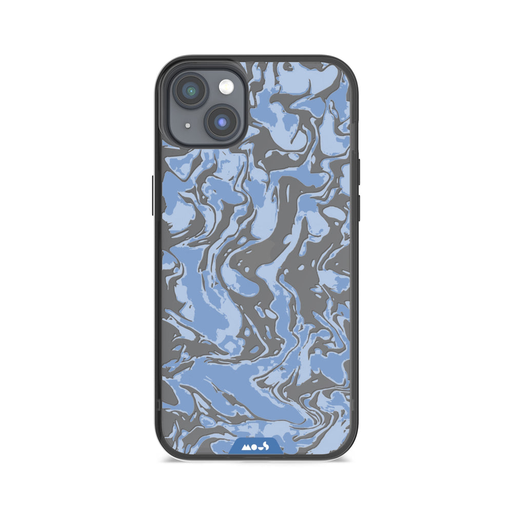 Clear Protective Phone Case Transparent Qi Wireless Charging Marbled Sky Blue Design | iPhone 14 Plus,iPhone 14,iPhone 15,iPhone 15 Plus