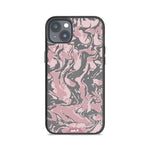 Clear Protective Phone Case Transparent Qi Wireless Charging Marbled Dusky Pink Design | iPhone 14 Plus,iPhone 14,iPhone 15,iPhone 15 Plus