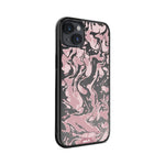 Clear Protective Phone Case Transparent Qi Wireless Charging Marbled Dusky Pink Design | iPhone 14 Plus,iPhone 14,iPhone 15,iPhone 15 Plus