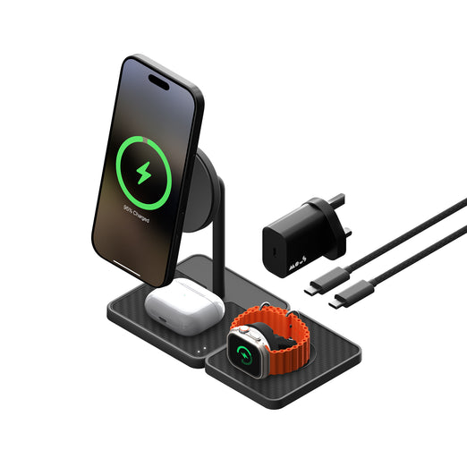 Aramid Fibre 3 in 1 Charging Stand with Qi2 and Apple Technology