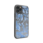 Clear Protective Phone Case Transparent Qi Wireless Charging Marbled Sky Blue Design | 