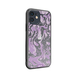 Clear Protective Phone Case Transparent Qi Wireless Charging Marbled Lilac Purple Design