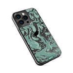 Clear Protective Phone Case Transparent Qi Wireless Charging Marbled Sage Green Design | iPhone 13 Pro Max,iPhone 13 Pro,iPhone 14 Pro Max,iPhone 14 Pro,iPhone 12 Pro Max,iPhone 12 Pro
