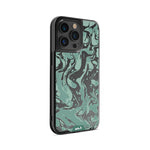 Clear Protective Phone Case Transparent Qi Wireless Charging Marbled Sage Green Design | iPhone 13 Pro Max,iPhone 13 Pro,iPhone 14 Pro Max,iPhone 14 Pro,iPhone 12 Pro Max,iPhone 12 Pro