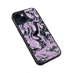 Clear Protective Phone Case Transparent Qi Wireless Charging Marbled Lilac Purple Design | iPhone 13,iPhone 13 mini
