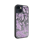 Clear Protective Phone Case Transparent Qi Wireless Charging Marbled Lilac Purple Design | iPhone 13,iPhone 13 mini