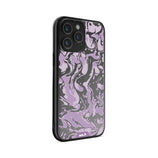 Clear Protective Phone Case Transparent Qi Wireless Charging Marbled Lilac Purple Design