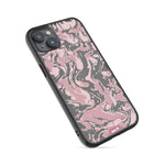 Clear Protective Phone Case Transparent Qi Wireless Charging Marbled Dusky Pink Design | iPhone 14 Plus,iPhone 14,iPhone 15,iPhone 15 Plus